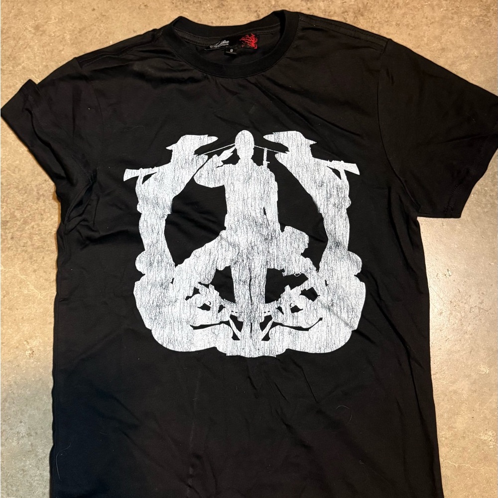 Men's Black Graphic Tee with White Design